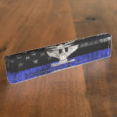 Kolonel Thin Blue Line Distress Vlag Naambordje (Zijkant)