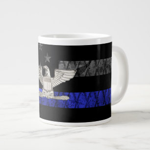 Kolonel Thin Blue Line Distressed Flag Grote Koffiekop