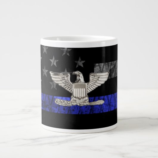 Kolonel Thin Blue Line Distressed Flag Grote Koffiekop (Voorkant)
