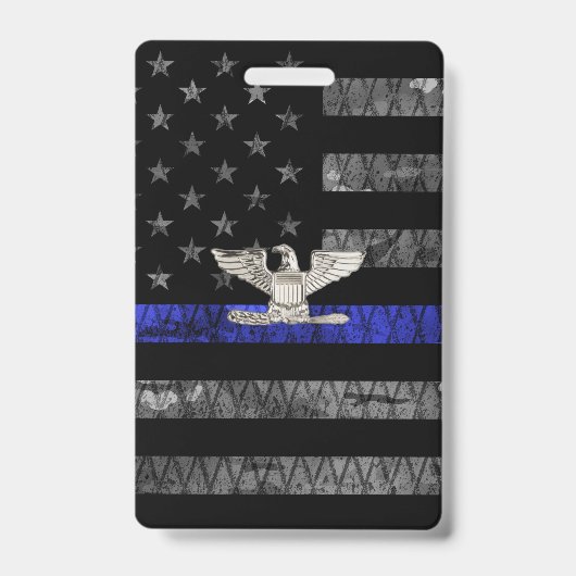 Kolonel Thin Blue Line verweerde vlag Badge (Voorzijde)