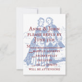 Koloniaal Amerikaans echtpaar RSVP Kaartje (Voorkant)