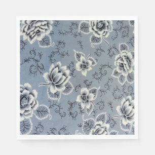 Koloniaal blauw en zwart ventilator Papier van N Servetten