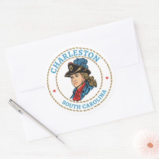 Koloniaal Charleston South Carolina Ronde Sticker (Envelop)