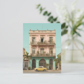 Koloniaal Gebouw Gele Auto Havana Cuba Briefkaart (Staand voorkant)