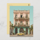 Koloniaal Gebouw Gele Auto Havana Cuba Briefkaart (Voorkant / Achterkant)