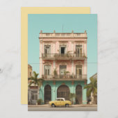 Koloniaal Gebouw Gele Auto Havana Cuba Kaart (Voorkant / Achterkant)