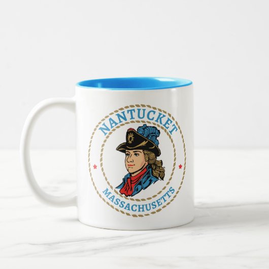 Koloniaal Nantucket Massachusetts Tweekleurige Koffiemok (Links)