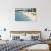 Koloniaal strand, VA - Zonnebaden en Zwemmen Canvas Afdruk (Insitu (Slaapkamer))
