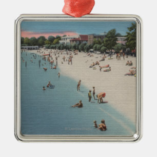 Koloniaal strand, VA - Zonnebaden en Zwemmen Metalen Ornament