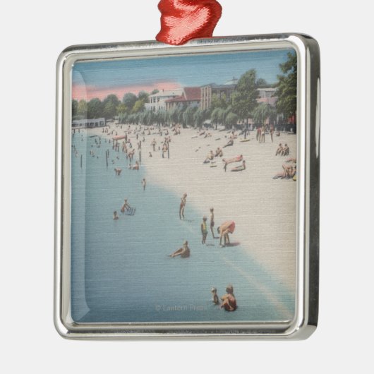 Koloniaal strand, VA - Zonnebaden en Zwemmen Metalen Ornament (Links)