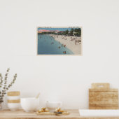 Koloniaal strand, VA - Zonnebaden en Zwemmen Poster (Keuken)