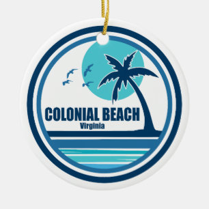 Koloniaal strand Virginia Palm Tree Birds Keramisch Ornament