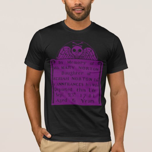 Koloniale Amerikaanse Tombstone Skull Angel Botten T-shirt (Voorkant)