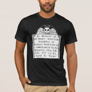 Koloniale Amerikaanse Tombstone Skull Angel Botten T-shirt