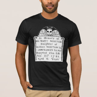 Koloniale Amerikaanse Tombstone Skull Angel Botten T-shirt