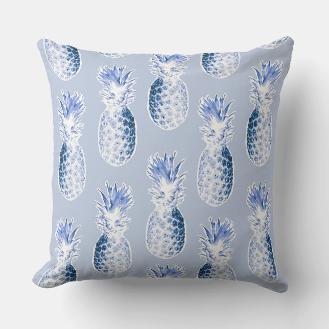 Koloniale Ananassen in Blauw Buitenkussen (Voorkant)