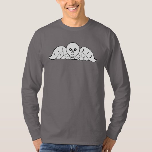 Koloniale Boston grafsteen schedel engel T-shirt (Voorkant)