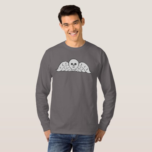 Koloniale Boston Gravestone Skull Angel T-shirt (Voorkant volledig)