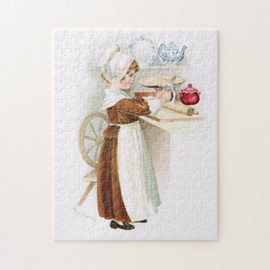 Koloniale liefje maakt een taartpuzzel legpuzzel (Verticaal)