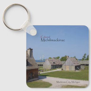 Koloniale Michilimackinac dubbelzijdige Sleutelhan Sleutelhanger