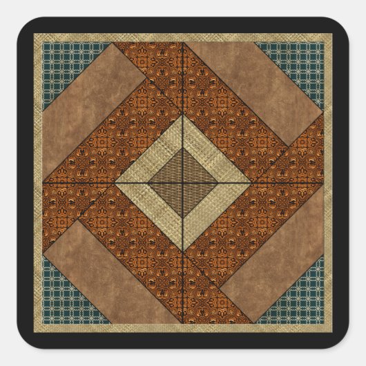 Koloniale Pavement in Dark Green & Rust Vierkante Sticker (Voorkant)