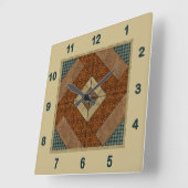 Koloniale Pavement Quilt Block Rust & Dark Green Vierkante Klok (Hoek)