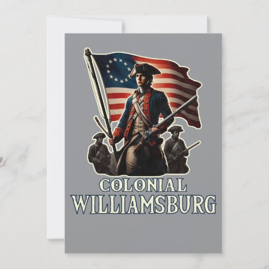 Koloniale Williamsburg Colonial Soldier Vintage Kaart (Voorkant)