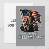 Koloniale Williamsburg Colonial Soldier Vintage Kaart (Voorkant / Achterkant)
