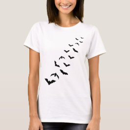 Kolonie van vliegende zwarte vleermuis silhouetten t-shirt