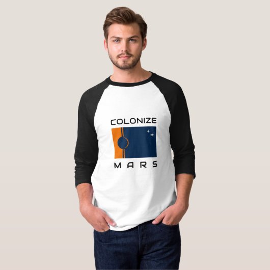 Koloniseer Mars T-Shirt met Marsvlag (Voorkant volledig)