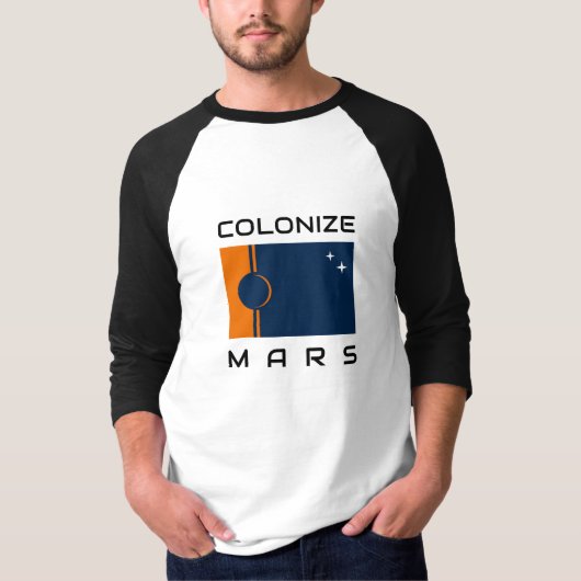 Koloniseer Mars T-Shirt met Marsvlag (Voorkant)