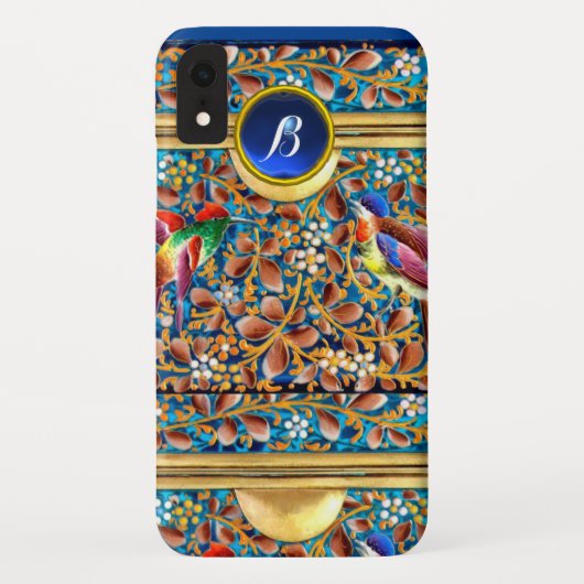 KOLOPENDE VOGELS EN ZWEEKDIEREN BLAUW-MONOGRAM Case-Mate iPhone CASE (Achterkant)