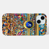 KOLOPENDE VOGELS EN ZWEEKDIEREN BLAUW-MONOGRAM Case-Mate iPhone CASE (Achterkant (horizontaal))