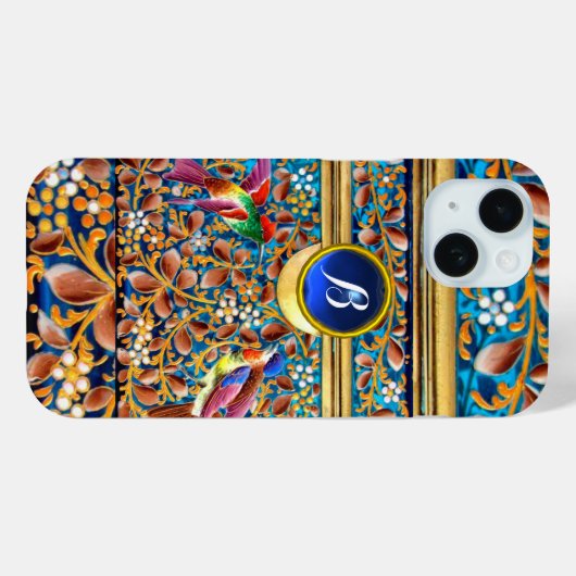 KOLOPENDE VOGELS EN ZWEEKDIEREN BLAUW-MONOGRAM Case-Mate iPhone CASE (Achterkant (horizontaal))