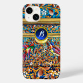 KOLOPENDE VOGELS EN ZWEEKDIEREN BLAUW-MONOGRAM Case-Mate iPhone CASE (Achterkant)