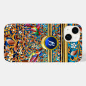 KOLOPENDE VOGELS EN ZWEEKDIEREN BLAUW-MONOGRAM Case-Mate iPhone CASE (Achterkant (horizontaal))