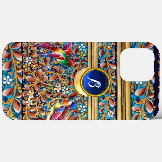 KOLOPENDE VOGELS EN ZWEEKDIEREN BLAUW-MONOGRAM Case-Mate iPhone CASE (Achterkant (horizontaal))