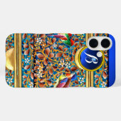 KOLOPENDE VOGELS EN ZWEEKDIEREN BLAUW-MONOGRAM Case-Mate iPhone CASE (Achterkant (horizontaal))