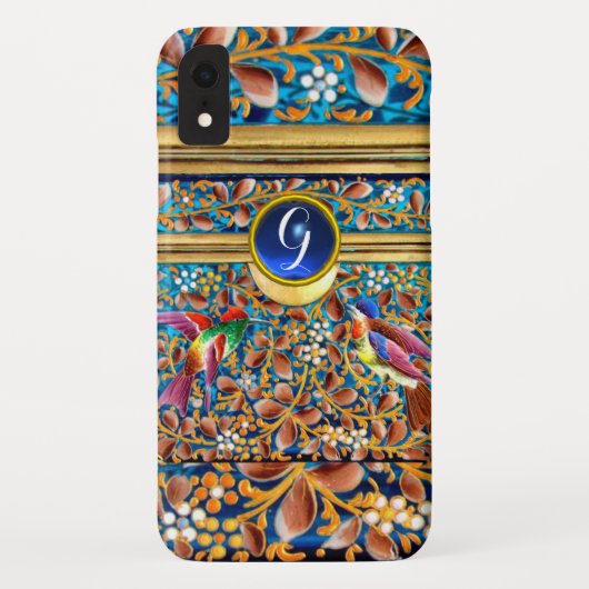 KOLOPENDE VOGELS EN ZWEEKDIEREN BLAUW-MONOGRAM Case-Mate iPhone CASE (Achterkant)