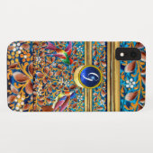 KOLOPENDE VOGELS EN ZWEEKDIEREN BLAUW-MONOGRAM Case-Mate iPhone CASE (Achterkant (horizontaal))