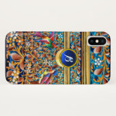 KOLOPENDE VOGELS EN ZWEEKDIEREN BLAUW-MONOGRAM Case-Mate iPhone CASE (Achterkant (horizontaal))