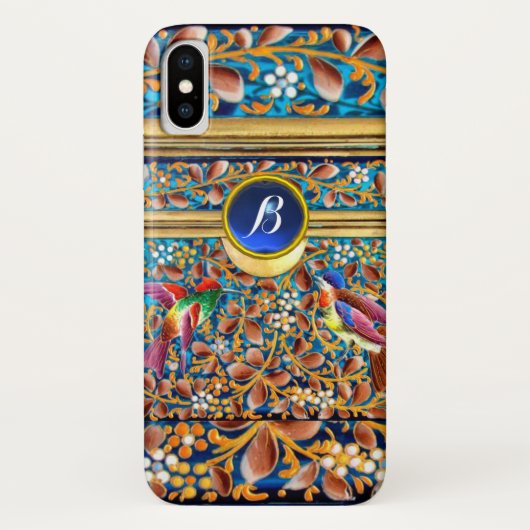 KOLOPENDE VOGELS EN ZWEEKDIEREN BLAUW-MONOGRAM Case-Mate iPhone CASE (Achterkant)