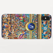 KOLOPENDE VOGELS EN ZWEEKDIEREN BLAUW-MONOGRAM Case-Mate iPhone CASE (Achterkant (horizontaal))