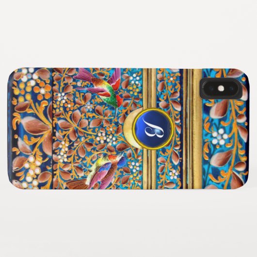 KOLOPENDE VOGELS EN ZWEEKDIEREN BLAUW-MONOGRAM Case-Mate iPhone CASE (Achterkant (horizontaal))