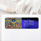 KOLOPENDE VOGELS EN ZWEEKDIEREN BLAUW-MONOGRAM ETIKET (Insitu)