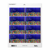 KOLOPENDE VOGELS EN ZWEEKDIEREN BLAUW-MONOGRAM ETIKET (Full Sheet)