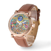 KOLOPENDE VOGELS EN ZWEEKDIEREN BLAUW-MONOGRAM HORLOGE (Hoek)