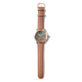 KOLOPENDE VOGELS EN ZWEEKDIEREN BLAUW-MONOGRAM HORLOGE (Bandje)