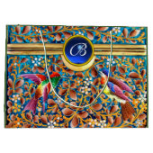 KOLOPENDE VOGELS EN ZWEEKDIEREN BLAUW-MONOGRAM LARGE CADEAUTASJE (Achterkant)
