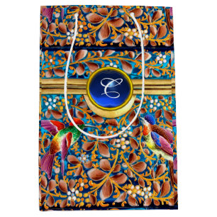 KOLOPENDE VOGELS EN ZWEEKDIEREN BLAUW-MONOGRAM MEDIUM CADEAUZAKJE